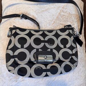 Coach Monogram Black and Cream Shoulder Bag